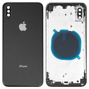 Корпус для iPhone XS Max, чорний, з тримачем SIM карти, з боковими кнопками