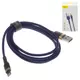 USB кабель Baseus Cafule, USB тип-A, Lightning, 100 см, 12 Вт, 2,4 А, синий, золотистый, в нейлоновой оплетке, #CALKLF-BV3