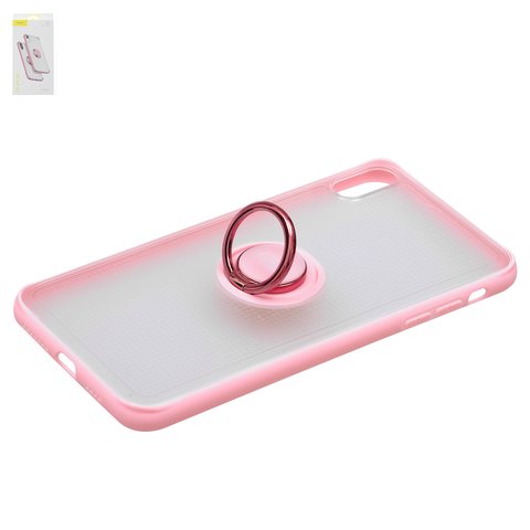 Чехол Baseus для iPhone XS Max, розовый, с кольцом держателем, прозрачный, пластик, #WIAPIPH65 YD04