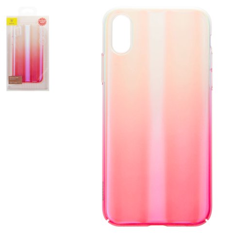 Чехол Baseus для iPhone X, розовый, с переливом, матовый, пластик, #WIAPIPHX JG04
