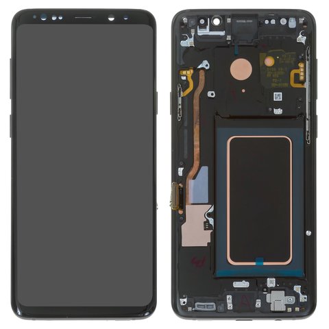 Дисплей для Samsung G965 Galaxy S9 Plus, чорний, з рамкою, Оригінал переклеєне скло , midnight black