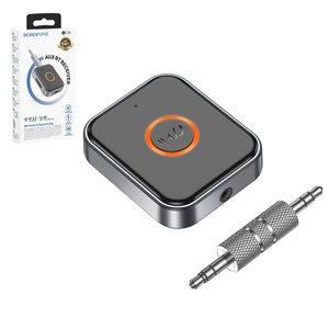 FM трансмітер Borofone BC55, чорний, з кнопкою, USB тип C, TRS 3.5 мм, #6941997772225