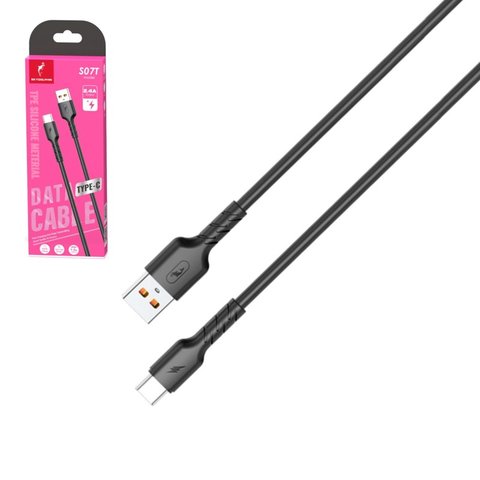 USB кабель SkyDolphin S07T TPE High Elastic Line, USB тип C, USB тип A, 100 см, 2,4 А, черный