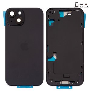 Корпус для iPhone 15, чорний, з тримачем SIM карти, з боковими кнопками, Original PRC , EU version