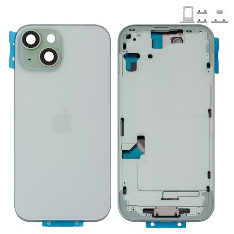 Корпус для iPhone 15, зелений, з тримачем SIM карти, з боковими кнопками, Original PRC , EU version