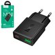 Мережевий зарядний пристрій Hoco N73, 20 Вт, Quick Charge, Power Delivery (PD), чорний, 2 порта, gan, #6942007661157