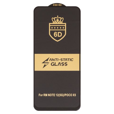 Защитное стекло ESD 6D для Xiaomi Poco X5 5G, Redmi Note 12 4G, Redmi Note 12 5G, совместимо с чехлом, Full Glue, Anti Static, без упаковки , черный