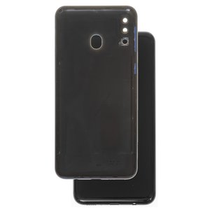 Panel trasero de carcasa puede usarse con Samsung M205F DS Galaxy M20, negra, con vidrio de cámara