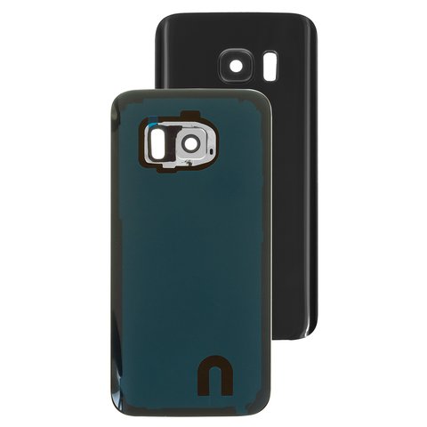 Задняя панель корпуса для Samsung G930 Galaxy S7, черная, со стеклом камеры