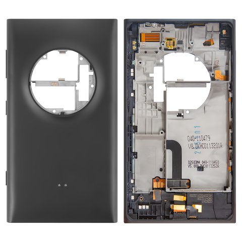 Housing Back Cover compatible with Nokia 1020 Lumia, black, with side button, full set 