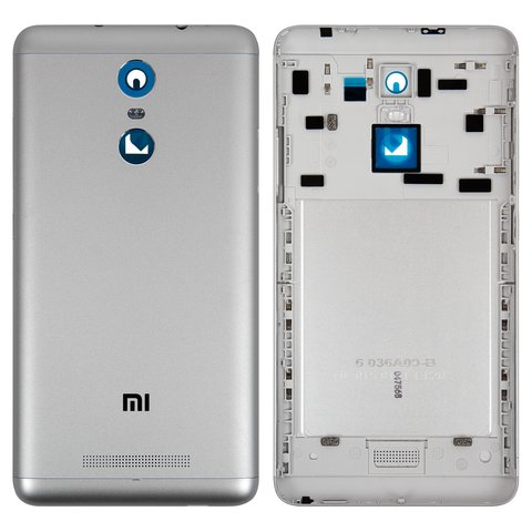 Panel trasero de carcasa puede usarse con Xiaomi Redmi Note 3, plateada, negra, con botones laterales, Original PRC 