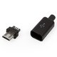 Conector micro USB, 5 pin, Macho, desarmable, negro