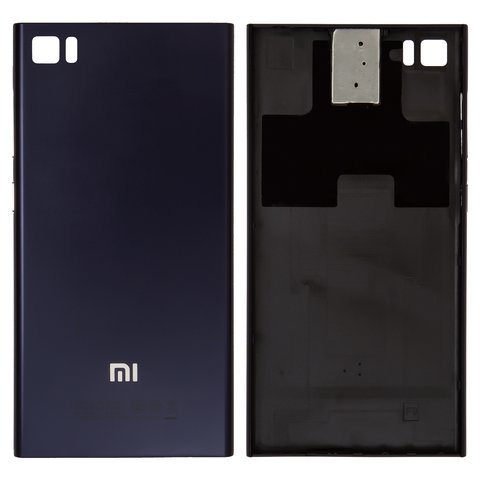 Housing Back Cover compatible with Xiaomi Mi 3, dark blue, with SIM card holder, with side button, TD SCDMA 