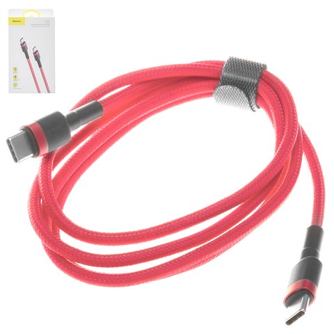 Cable USB Baseus Cafule, 2xUSB tipo C, 100 cm, 60 W, 3 A, rojo, #CATKLF G09