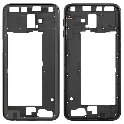 Housing Middle Part compatible with Samsung J610 Galaxy J6+, black, with side button 
