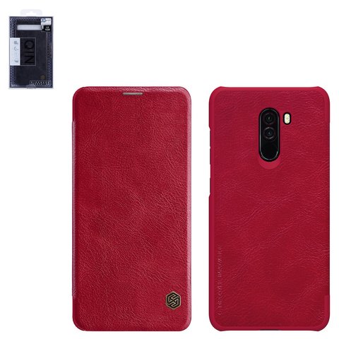 Case Nillkin Qin leather case compatible with Xiaomi Pocophone F1, red, flip, PU leather, plastic, M1805E10A  #6902048163621