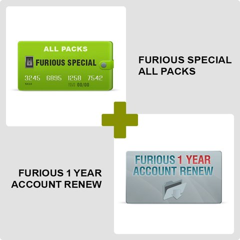 Activación Furious SPECIAL ALL PACKS + Renovación de acceso al área de soporte Furious Gold por 1 año