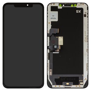 LCD compatible with iPhone XS Max, black, with frame, HC, OLED , GX OEM hard 