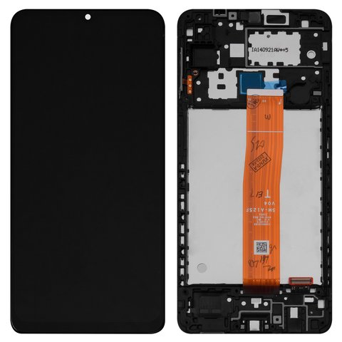 LCD compatible with Samsung A125F Galaxy A12, black, with frame, original change glass  , A125F V04 1540410367 