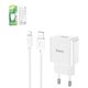 Mains Charger Hoco C106A, (10.5 W, white, with Lightning cable for Apple, 1 output) #6931474783899