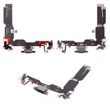 Flat Cable compatible with iPhone 15 Plus, (charge connector, black, with microphone, HC)
