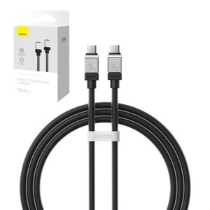 Cable USB Baseus Coolplay Series, 2xUSB tipo C, 100 cm, 100 W, negro, de silicona, #CAKW000201