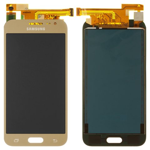 LCD compatible with Samsung J200 Galaxy J2, golden, without adjustment of light, without frame, Copy, TFT  