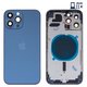Housing compatible with iPhone 13 Pro Max, (dark blue, with SIM card holders, with side buttons, sierra blue)