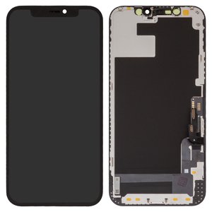 LCD compatible with iPhone 12, iPhone 12 Pro, black, with frame, HC, without IC, OLED  OEM soft 