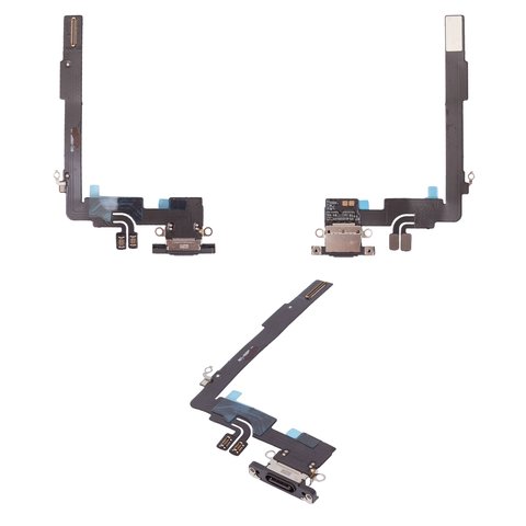 Flat Cable compatible with iPhone 16 Pro Max, charge connector, black, with microphone, HC, black titanium 