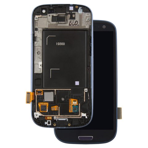Pantalla LCD puede usarse con Samsung I9300 Galaxy S3, azul, con marco, original vidrio reemplazado 