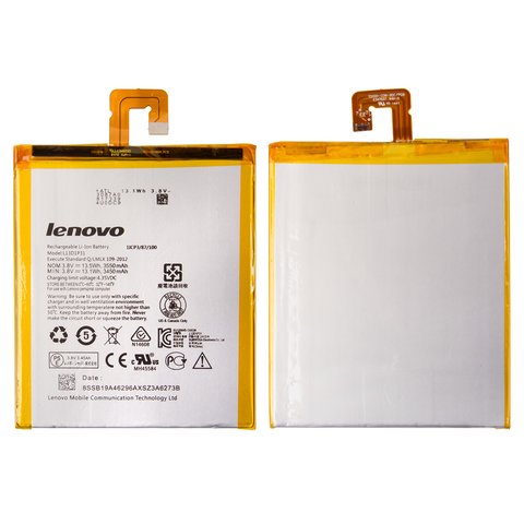 Batería L13D1P31 puede usarse con Lenovo Tab 2 A7 30, Li ion, 3.8 V, 3550 mAh, Original PRC 