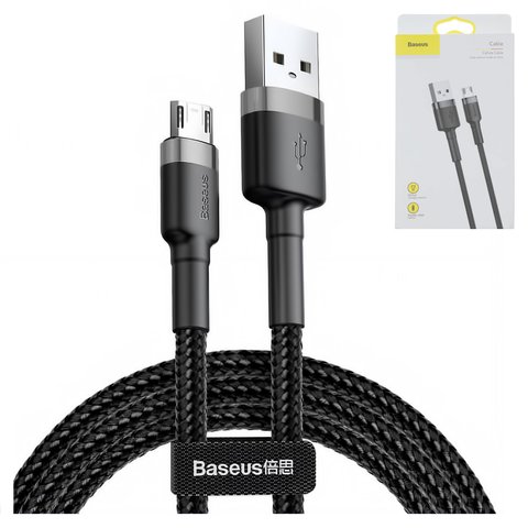 Cable USB Baseus Cafule, USB tipo A, micro USB tipo B, 100 cm, 2.4 A, negro, #CAMKLF BG1