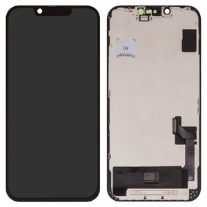 Pantalla LCD puede usarse con iPhone 14, negro, con marco, HC, sin microchip, OLED , GX OEM hard
