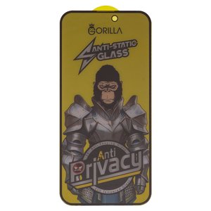Захисне скло для Apple iPhone 15 Pro Max, сумісне з чохлом, Full Glue, Anti Static, Anti Peeping, чорний, gorilla