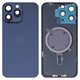 Задняя панель корпуса для iPhone 15 Pro Max, синяя, со стеклом камеры, HC