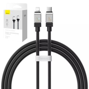USB кабель Baseus Coolplay Series, USB тип C, Lightning, 100 см, 20 Вт, чорний, силіконовий, #CAKW000001