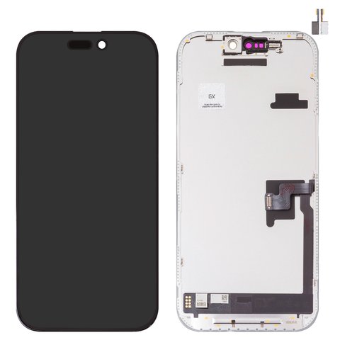 Дисплей для iPhone 16 Pro, черный, с рамкой, HC, без микросхемы, AMOLED , GX OEM soft, 120Hz