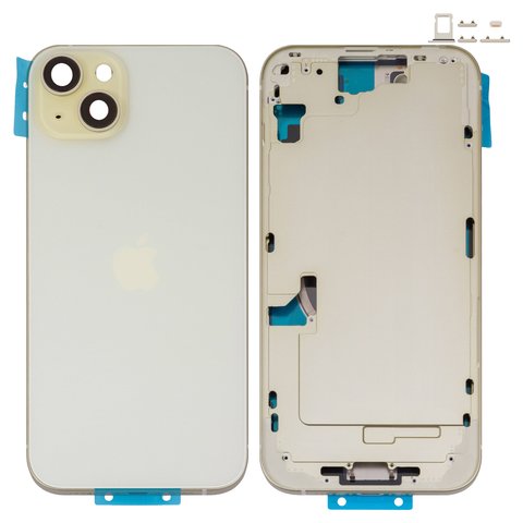 Корпус для iPhone 15 Plus, жовтий, з тримачем SIM карти, з боковими кнопками, Original PRC , EU version