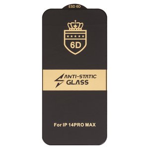 Защитное стекло ESD 6D для Apple iPhone 14 Pro Max, совместимо с чехлом, Full Glue, Anti Static, без упаковки , черный